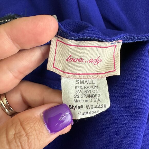 2/$24 love...ady Fit and Flare Sheath Dress Short Sleeve Blue Small #A0609 TRB3 - Picture 5 of 6